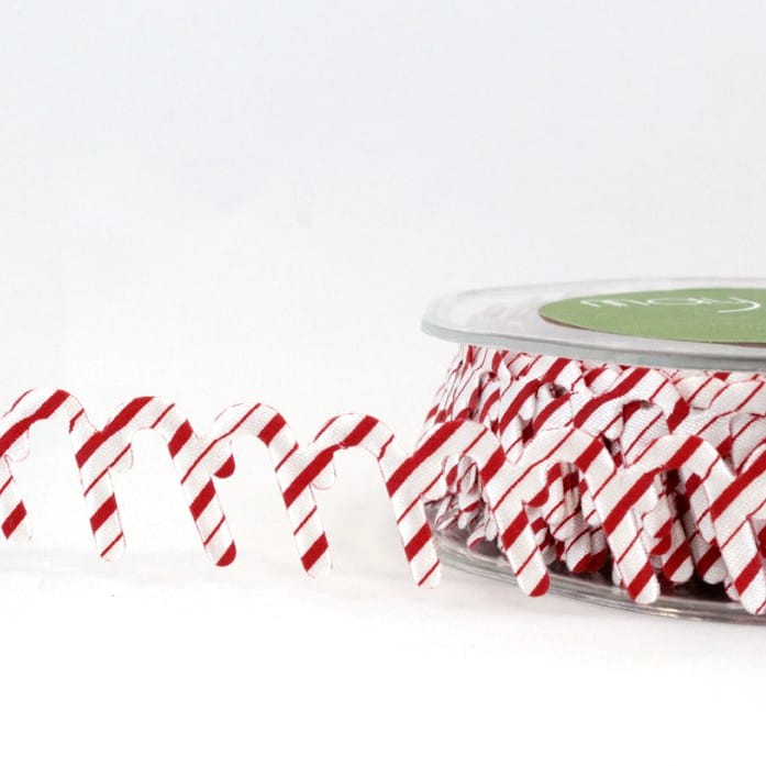 Satin Cut Out Banner Ribbon - Candy Canes | 3/4" Width | 15 Yard Roll