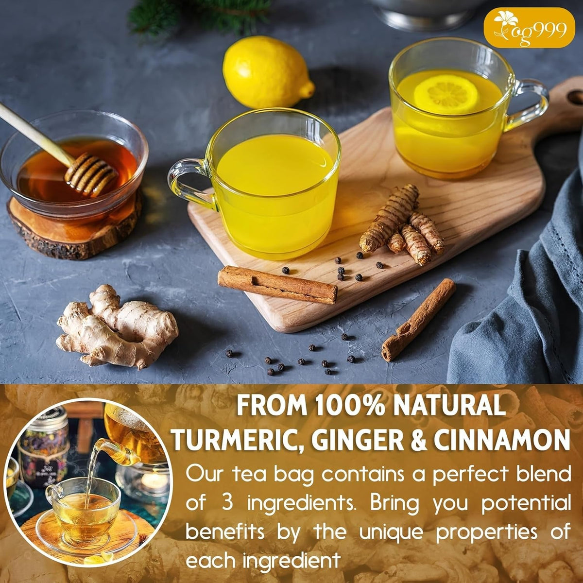 TOG999 Anti-Inflammatory Herbal Tea Blend – Mindful Morning Cup for Gut Health and Stress Relief at Home