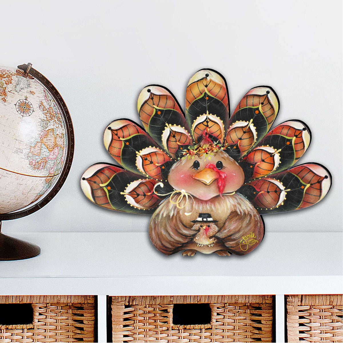 Be Thankful Turkey Sitter Door Decor by Jamie Mills-Price - Thanksgiving Halloween Decor - 8457702H