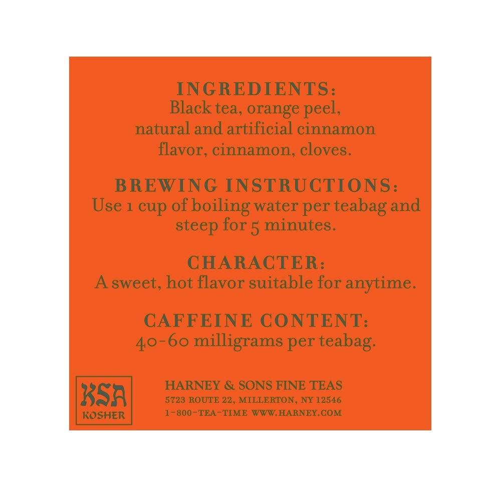 Harney & Sons Hot Cinnamon Spice Tea – Premium Three-Cinnamon Black Tea Served in Fine Hotels, 50 Teabags