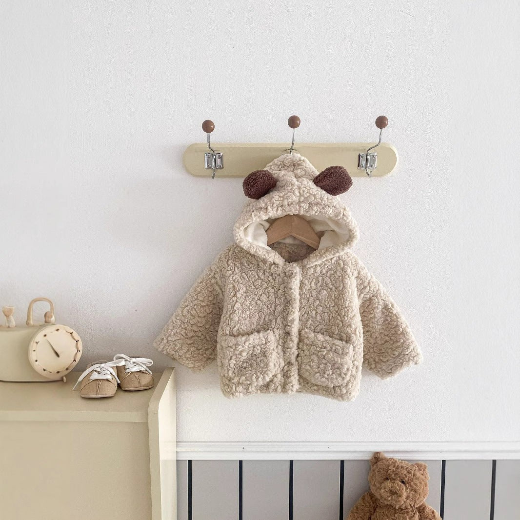 Plush Thickened Warm Bear Ears Toddler Coat