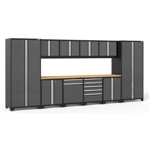 NewAge | Pro Series 12 Piece Cabinet Set with Lockers, Base, Wall, Tool Drawer Cabinet and 56 in. Worktop