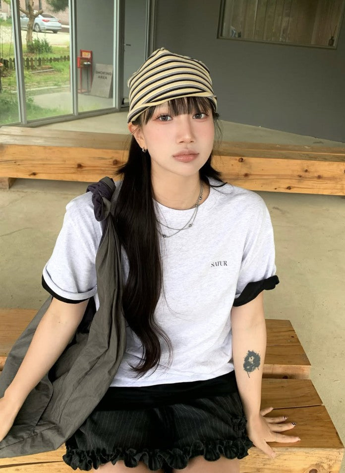 Satur Essential short-sleeved 基本款小logo Tee 3件set (XS/S/M)