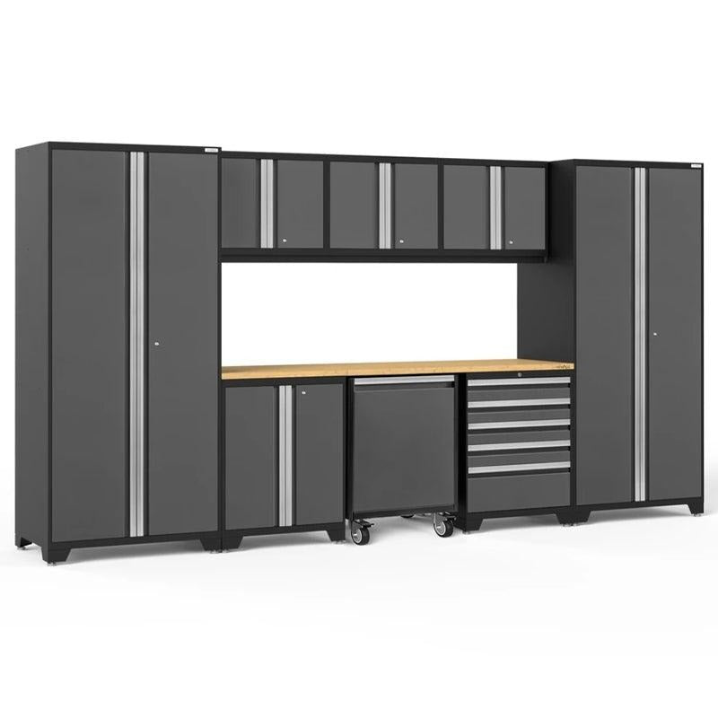 NewAge | Pro Series 9 Piece Cabinet Set with Wall, Base, Tool Drawer, Multi-Function Cabinet, Lockers, and 84 in. Worktop