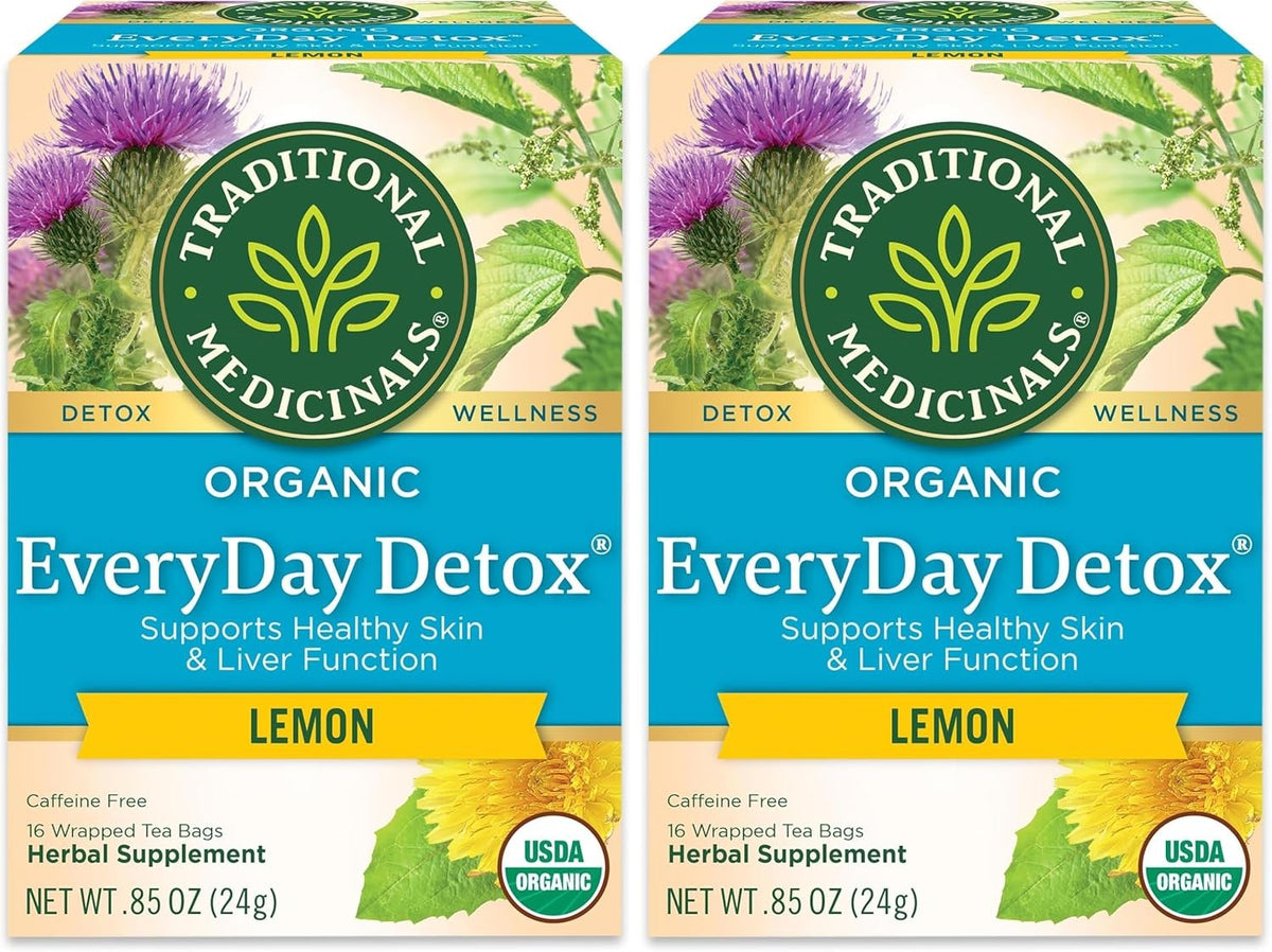 Traditional Medicinals Caffeine-Free Detox Lemon Tea – Housewarming Present for the Wellness-Minded Friend, 16 Bags