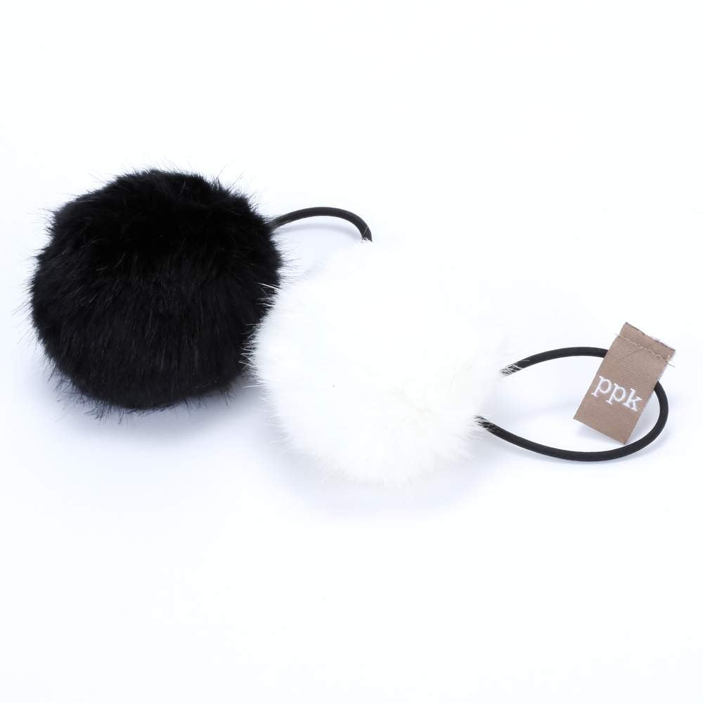 Girls Faux Fur Ball Ponytail Hair Tie - (Kids all ages)