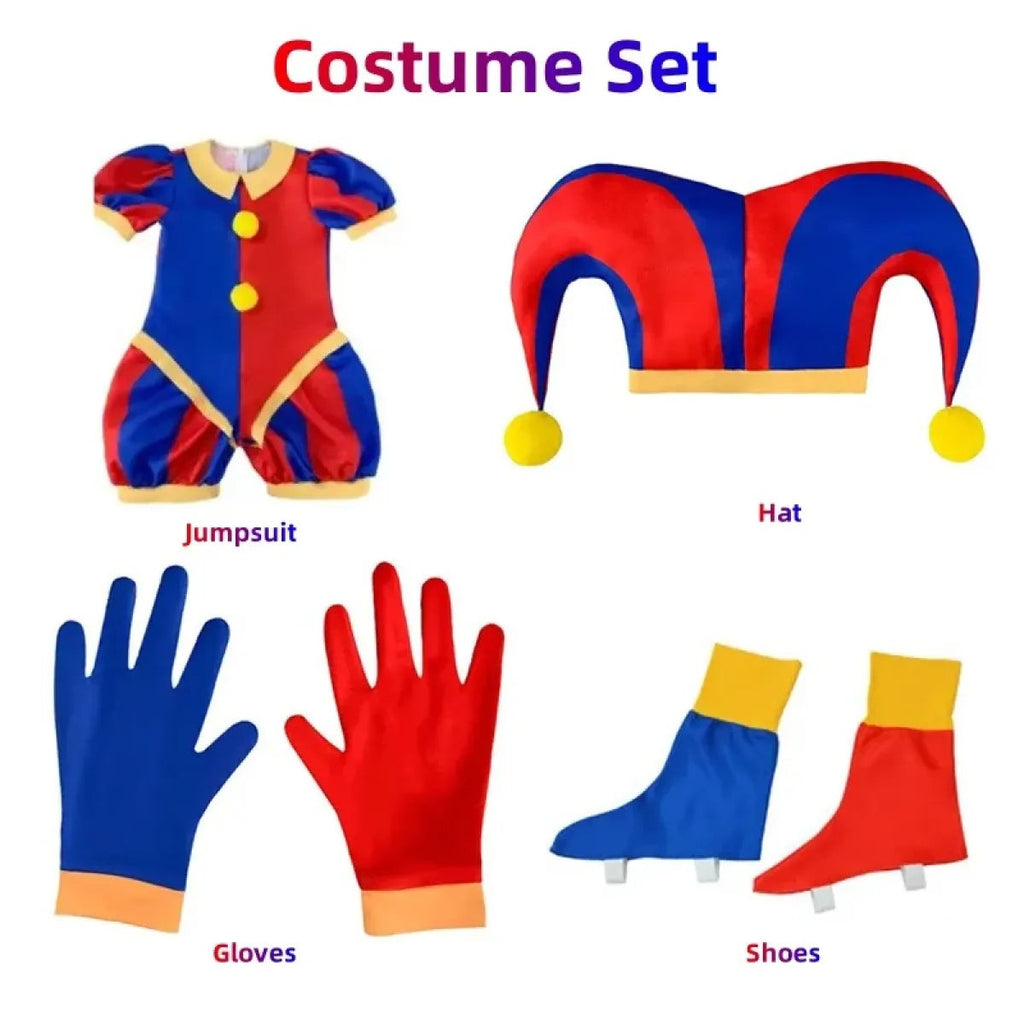 Pomni Cosplay Costume – The Amazing Digital Circus Jumpsuit and Hat