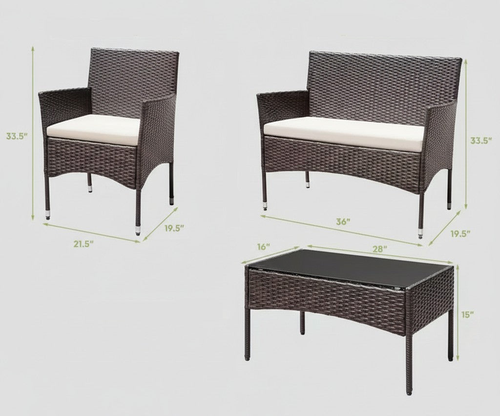 4Pcs Outdoor Patio Furniture Set – Rattan Wicker Sofa - Multiple Styles