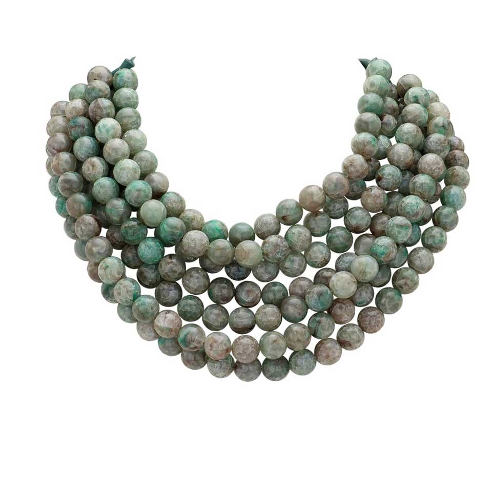 Women's Chunky Multi-Strand Beaded Statement Necklace with Magnetic Clasp