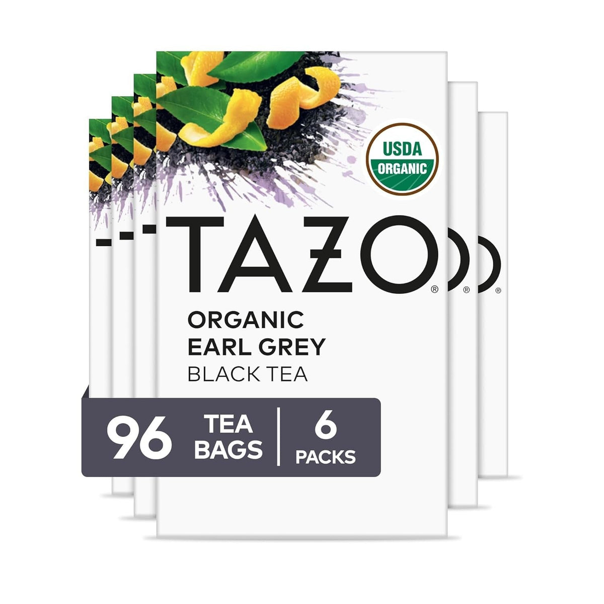TAZO Organic Earl Grey Black Tea – Premium 96-Bag Bulk Tea Gift Set for Wellness-Conscious Friends and Family Members, 6 Pack