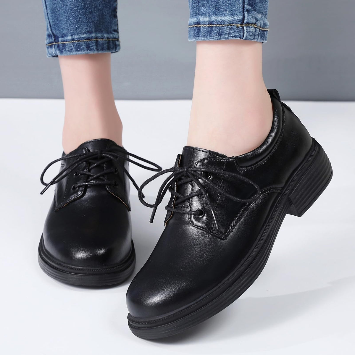 OKJ Oxford Shoes Women's Black Dress Lace Up Formal Work Uniform ShoesOKJ Oxford Shoes Women's Black Dress Lace Up Formal Work Uniform Shoes 7/5