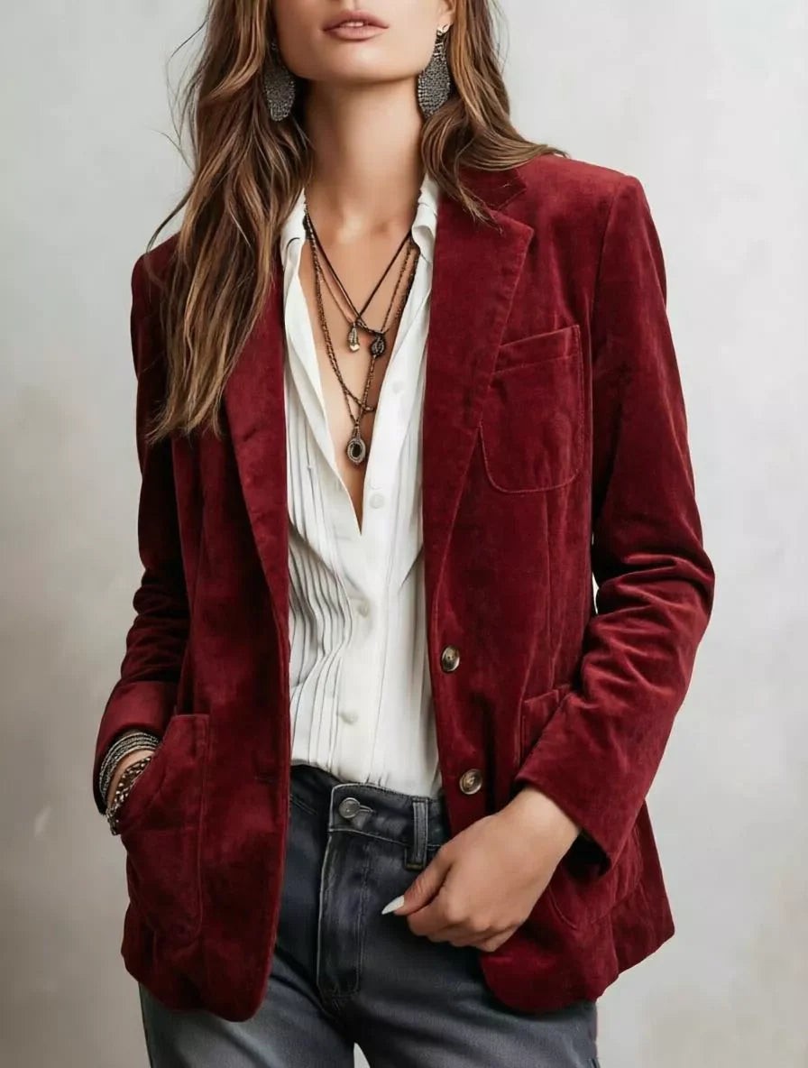 Full Size Slim Fit Suede Long Sleeve Blazer Plus Size