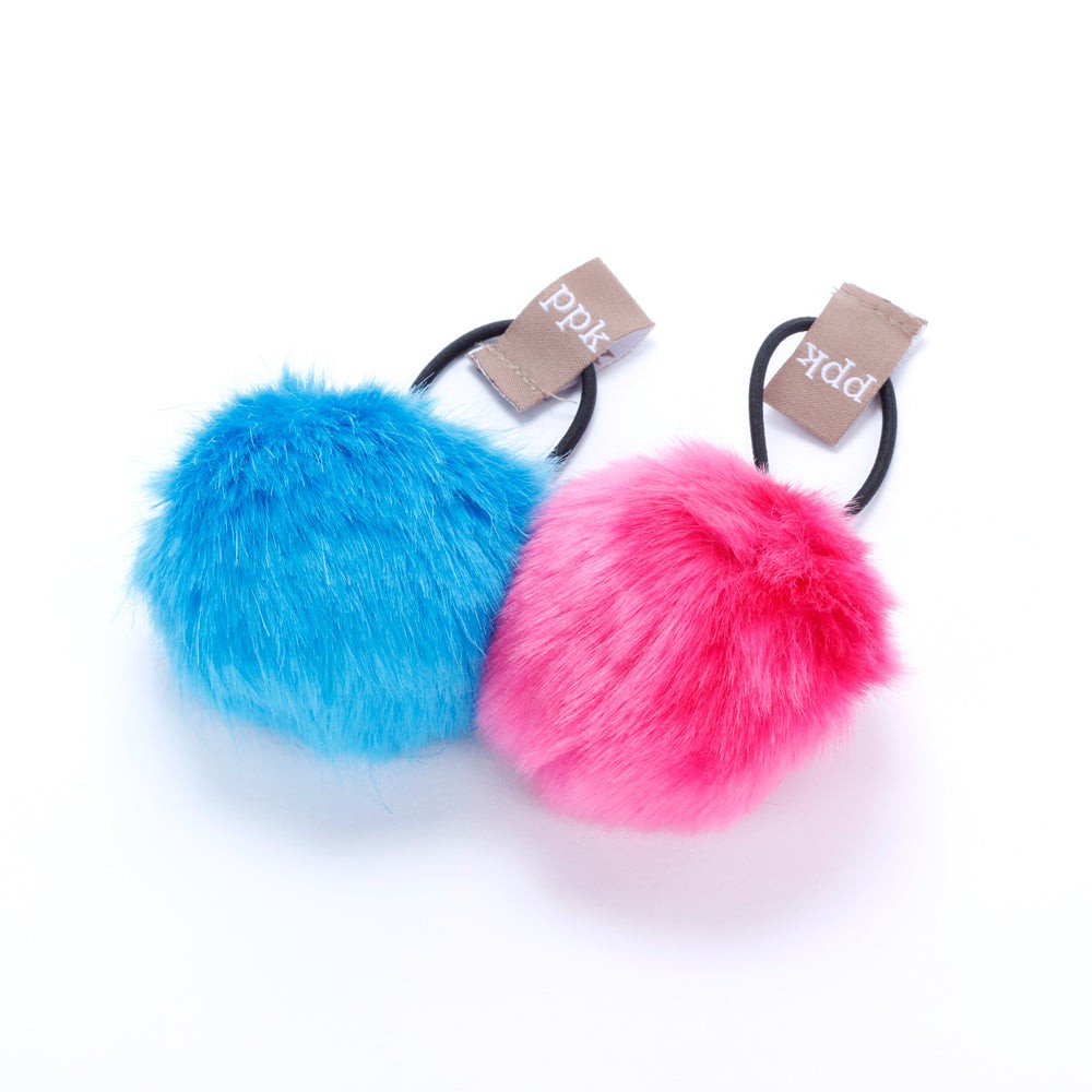 Girls Faux Fur Ball Ponytail Hair Tie - (Kids all ages)