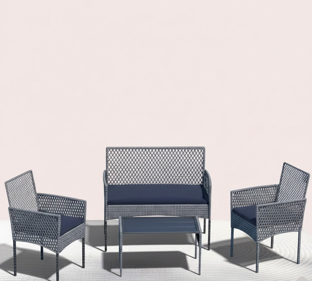 4Pcs Outdoor Patio Furniture Set – Rattan Wicker Sofa - Multiple Styles