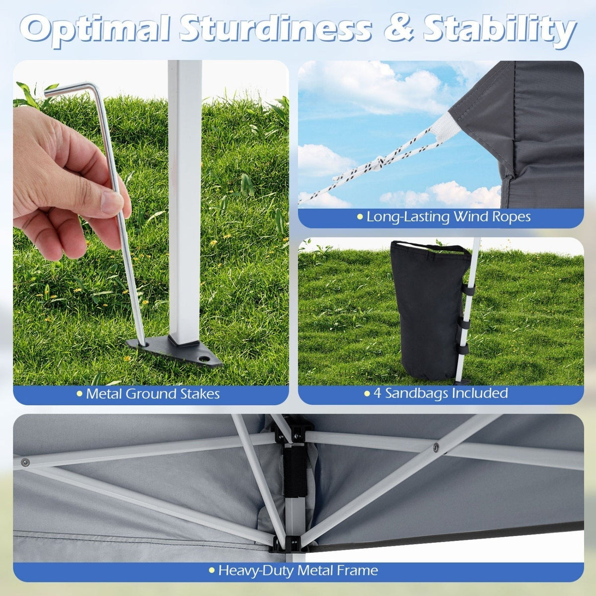 Pop Up Canopy Tent 9x9 ft with Carry Bag and Stakes