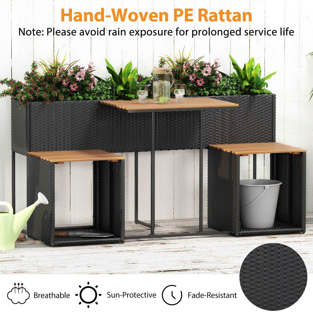 Patio Furniture Set with Raised Garden Bed for Porch and Yard