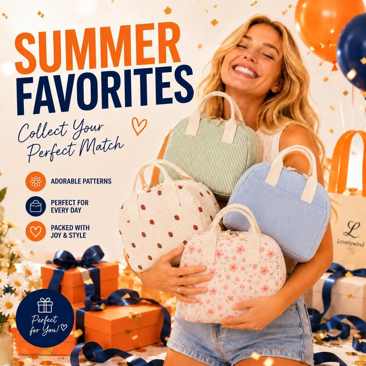 LOVELYWIND Insulated Lunch Tote – Thoughtful Birthday Gift Women's Who Pack Homemade Meals