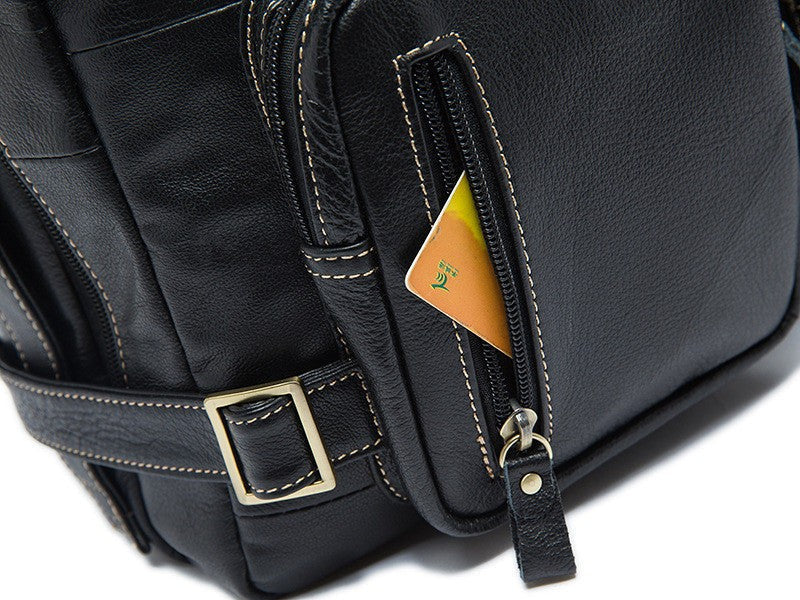 Convertible Leather Backpack, Men's Shoulder Bag, Large Capacity Leather Briefcase