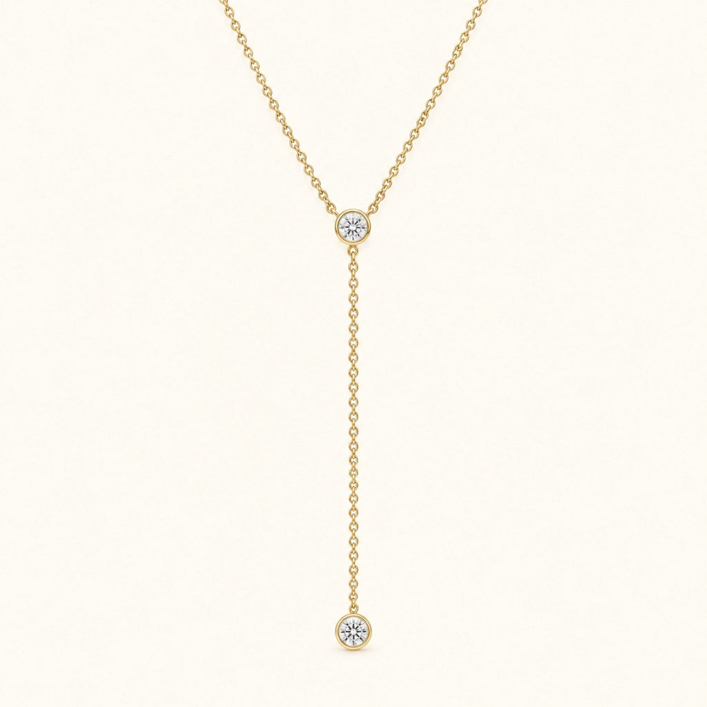 Gold Filled Diamond Bezel Lariat Necklace