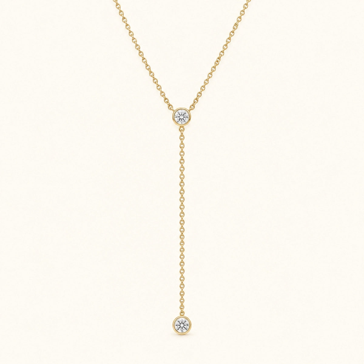 Gold Filled Diamond Bezel Lariat Necklace