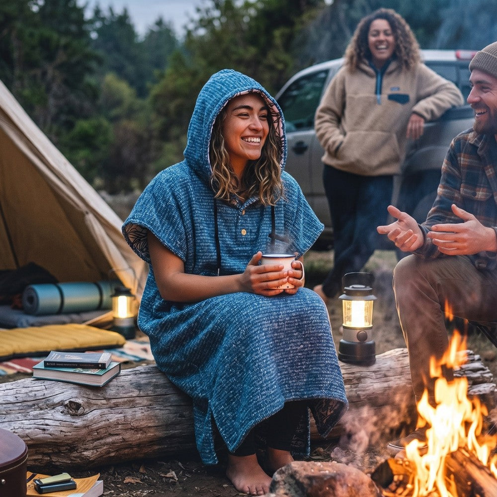 Blanket Hoodie | Indigo Surf Poncho | 100% Cotton Wearable Blanket Robe | As Seen on Netflix's Beef Season 2