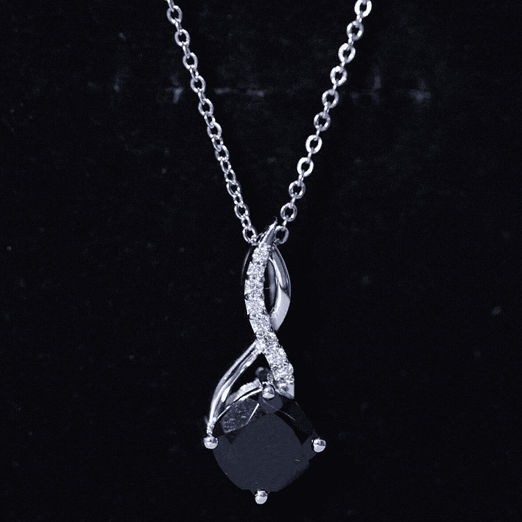 2.83 Carat Cushion Lab Grown Black Diamond Infinity Necklace
