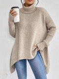 Turtleneck High-Low Hem Sweater