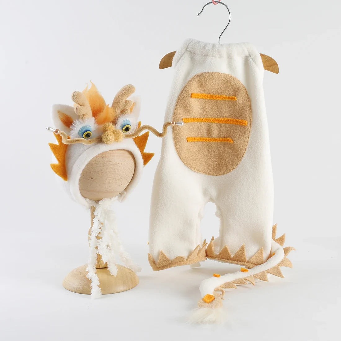 Baby Photography Clothes Set Soft Fabric Sewing Dragon Outfit Baby Boy Romper and Hat Newborn Photography Props
