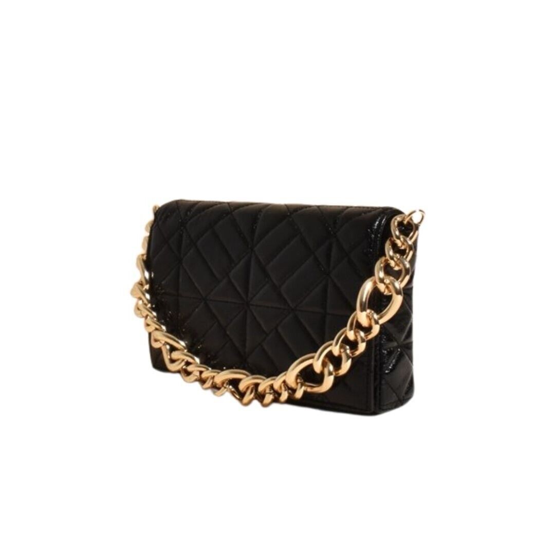 Metallic Black Quilted Handmade Vegan Leather Shoulder clutch/Purse/bag