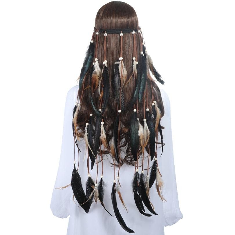 New Fashion Feather Rope Crown Hair Band Boho White Elastic Festival Headband Women's Fashion Female Gorgeous Hair Accessories Women's