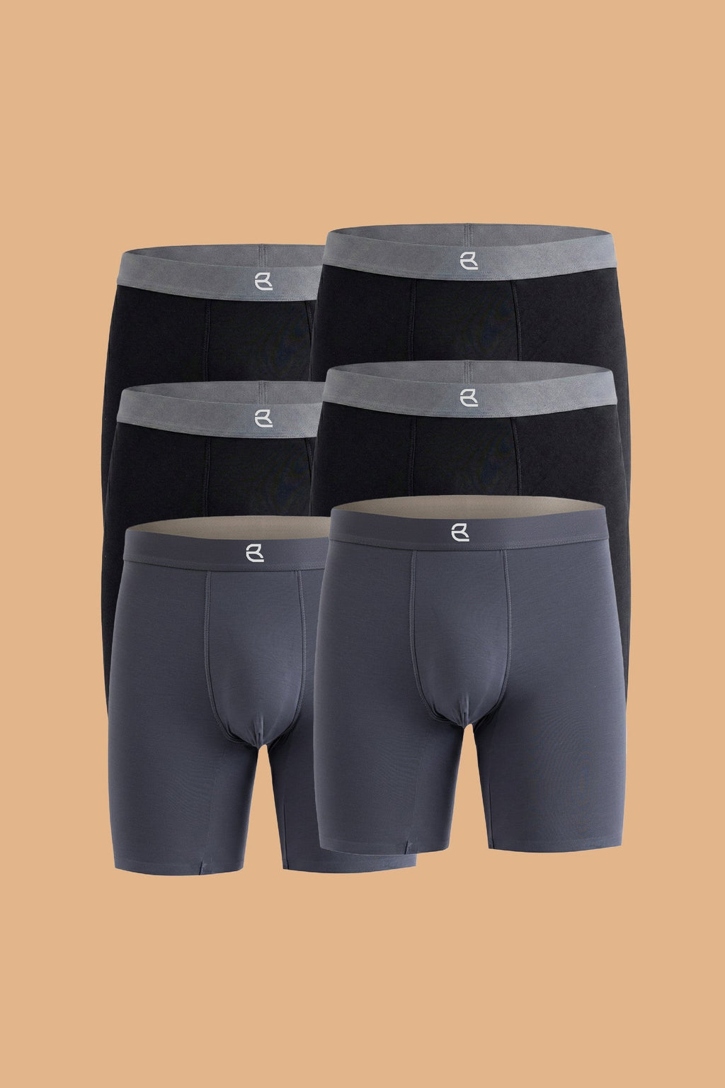 6-Pack Men’s Seamless Anti-Chafe Long Boxer Brief