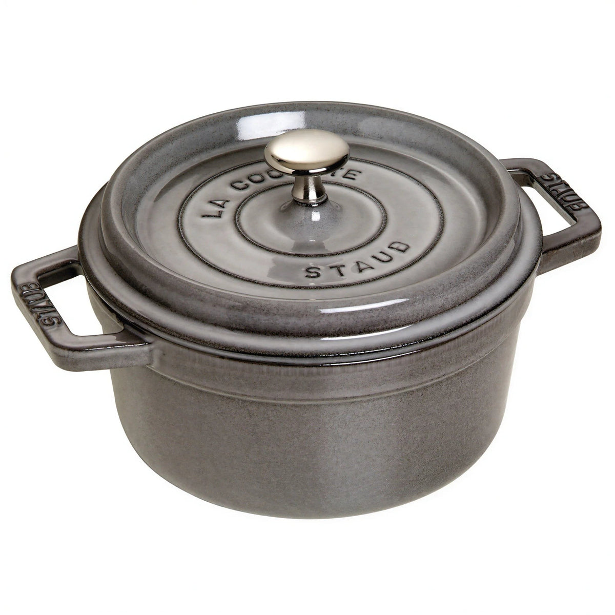 Zwilling J.A. Henckels Staub® 1003917 Round Enameled Cast Iron Cocotte, 2.75 qt, Graphite Gray, with Cover