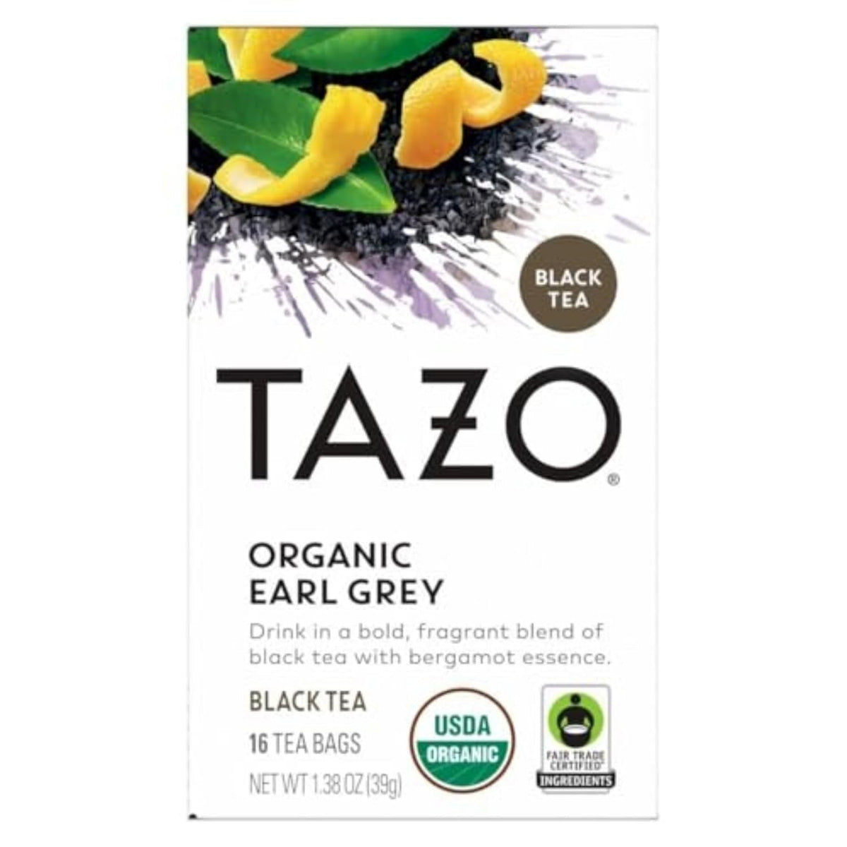 TAZO Earl Grey Black Tea – High Caffeine Coffee Replacement for Home Office Pantry and Refrigerator Iced Tea Maker Use, 16 Count 6 Pack