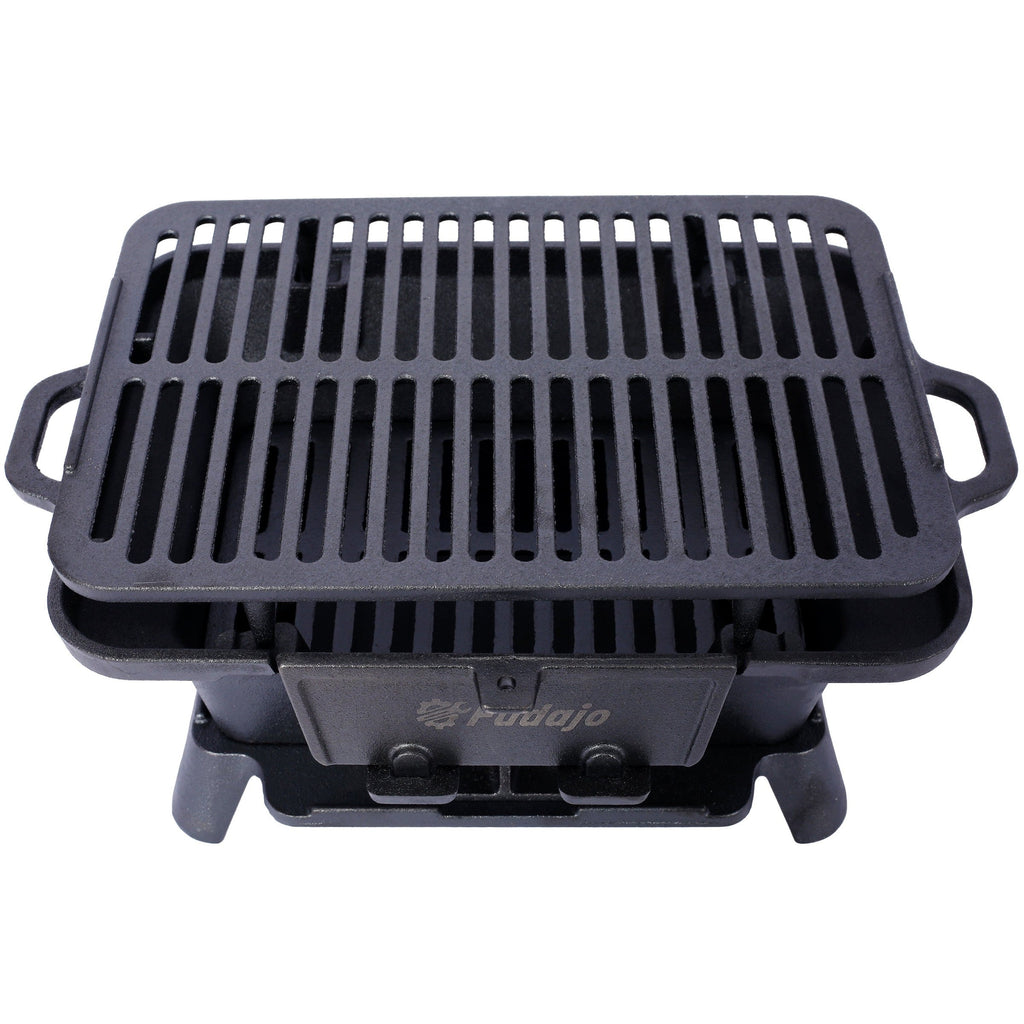 Oval Cast Iron Grill with Enamel Coating - Charcoal Tabletop Skillet