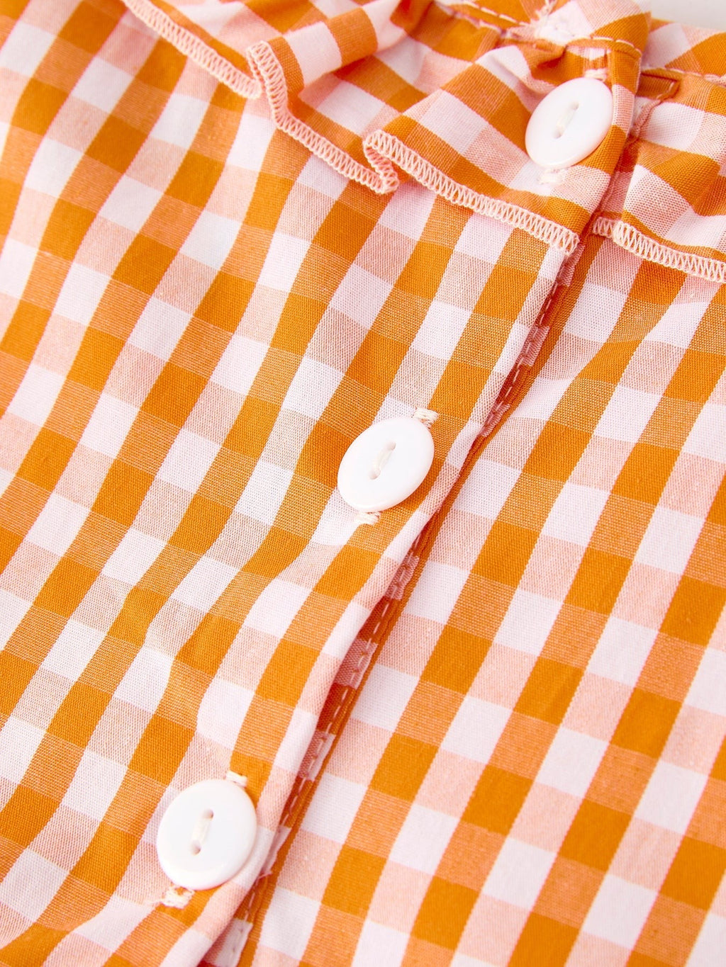 Fall Turkey Embroidered Dress for Girls – Orange Checkered with Thanksgiving Details