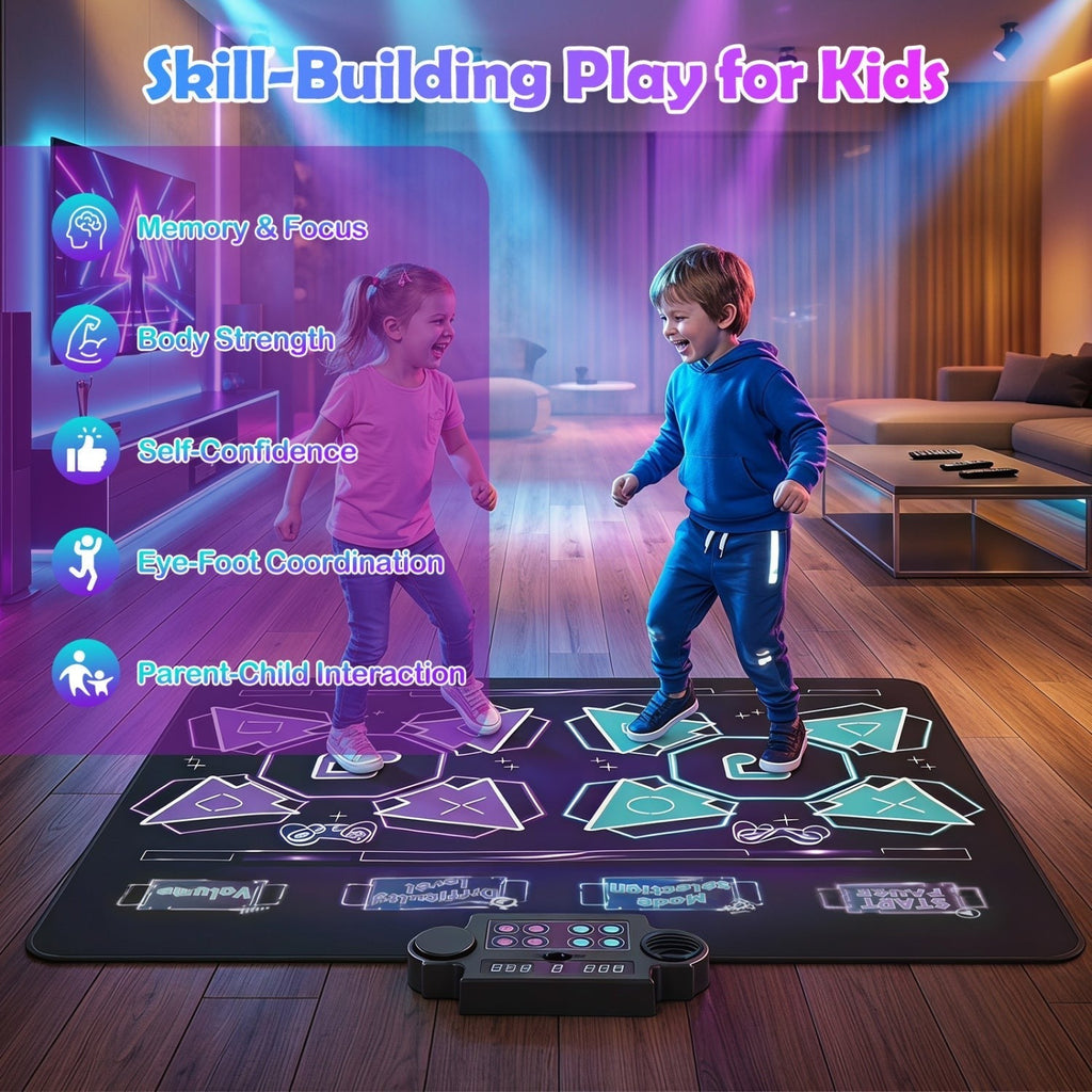Electronic Kids Dance Mat with 8 Songs & LED Lights