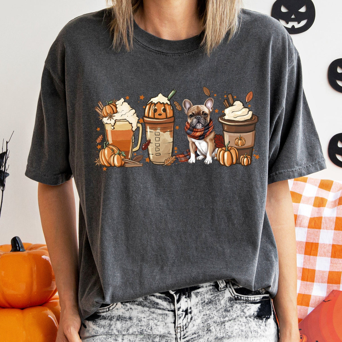 Autumn Dogs and Coffee, Many Breeds Available, Cozy Canine Lovers Collection Comfort Colors Tee