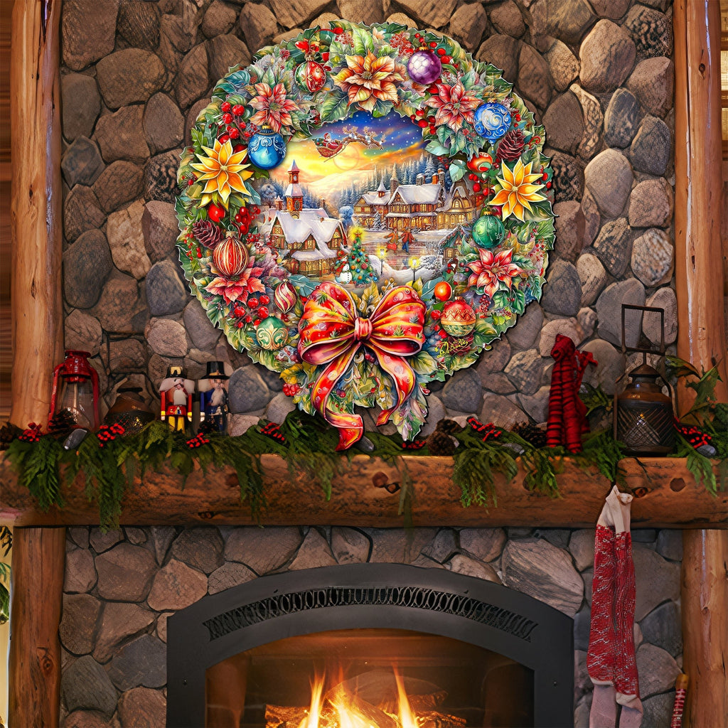 Christmas Wreath 36"-Inch Outdoor Indoor Decor Wooden Christmas Decoration by G. Debrekht - Christmas Decor - 8652802F