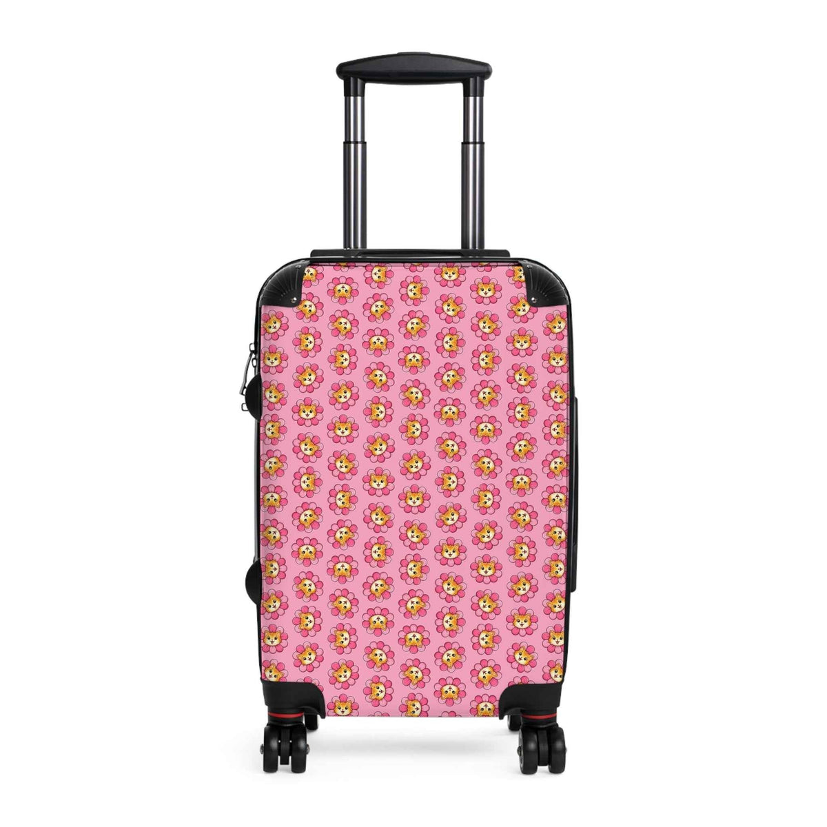Pink Cat Flower Suitcase | Cute Chaos Travel Luggage