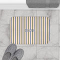 Coastal SOAK Striped Bath Mat — Blue & Beige Spa Bathroom Rug