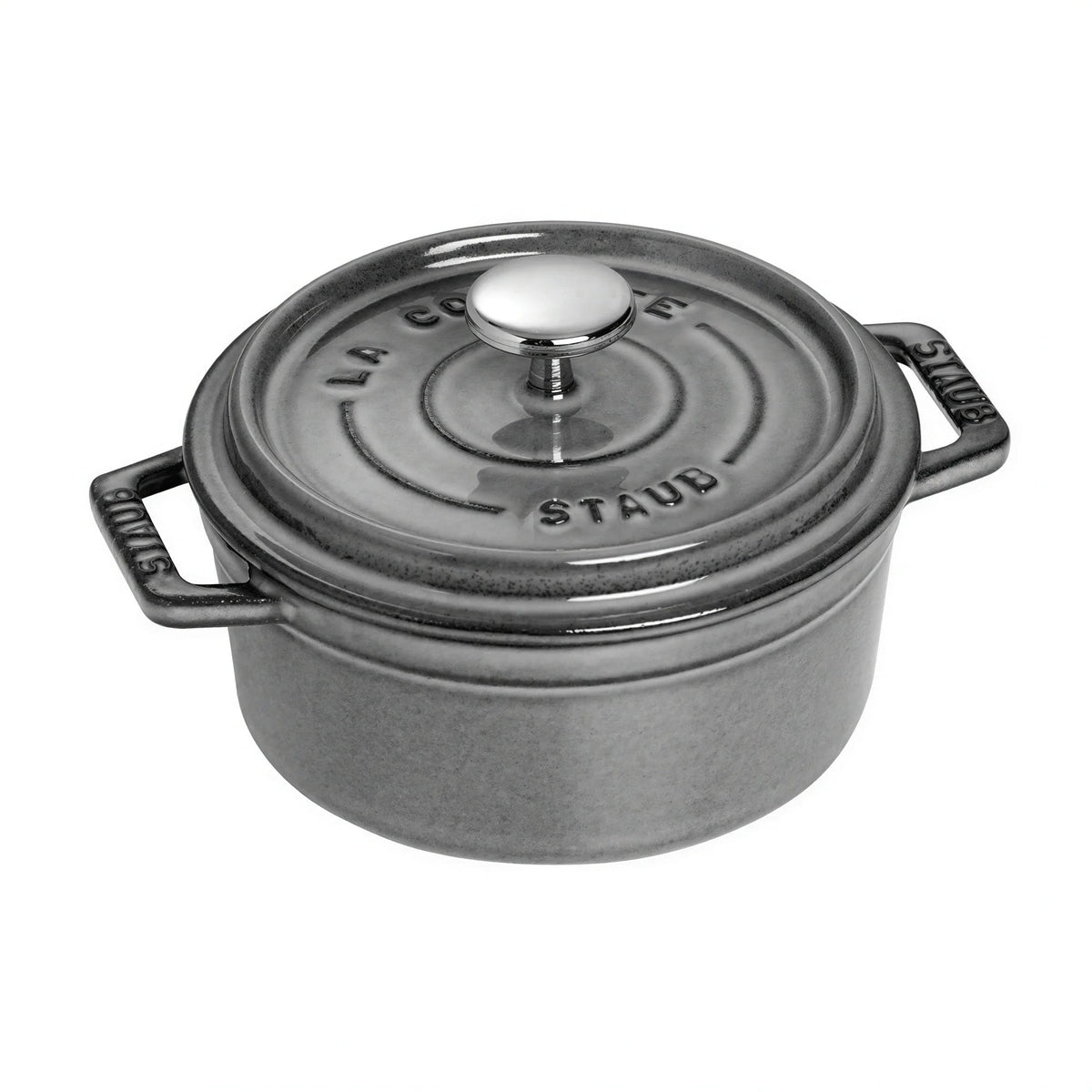 Zwilling J.A. Henckels Staub® 1004045 Round Enameled Cast Iron Dutch Oven with Cover, 0.5 qt., Graphite Grey