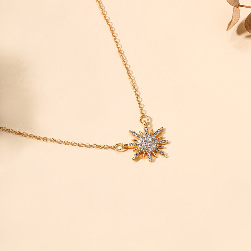 Women's Gold Apollo Light Sun Choker Neck Sweater Necklaces