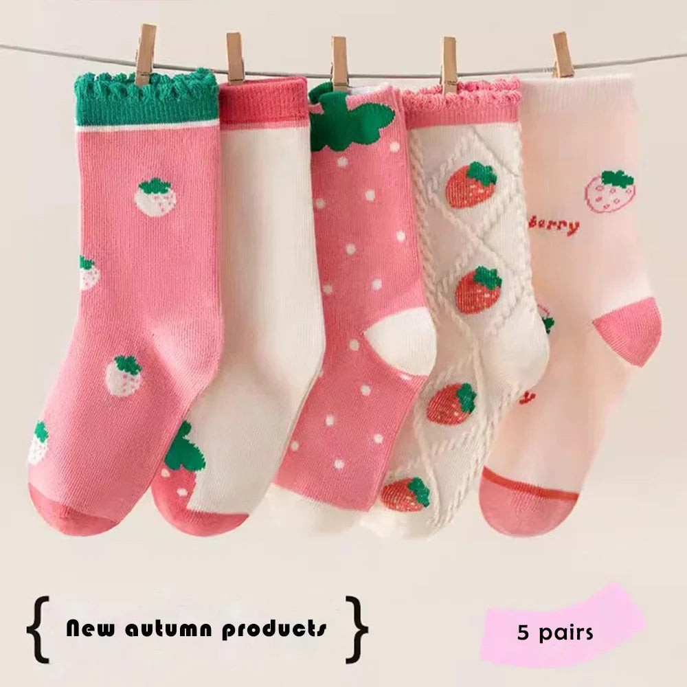 Girls Mid Calf Socks 5 Pairs Quick Dry Athletic 1-14 Years