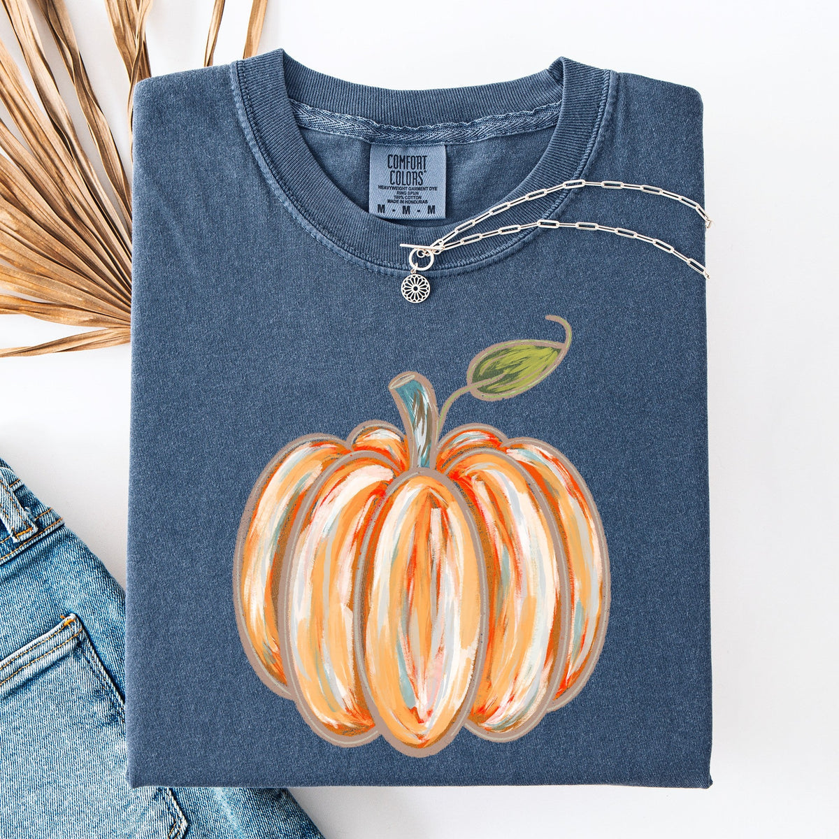 Watercolor Pumpkin Halloween Autumn Fall Cozy Vintage-Inspired Artwork For Seasonal Wardrobe Comfort Colors Tee