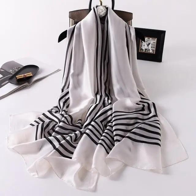 New Women Autumn Winter Fashion Silk Scarf Shawl Beach Headband Female Casual Wear Beach Friendly Spring Silk Scarf Flower Print Silk Scarves Shawls and Wraps Long Size Beach Stoles
