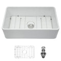 Elegant Farmhouse Apron Front Ceramic Single Bowl, Kitchen Basin