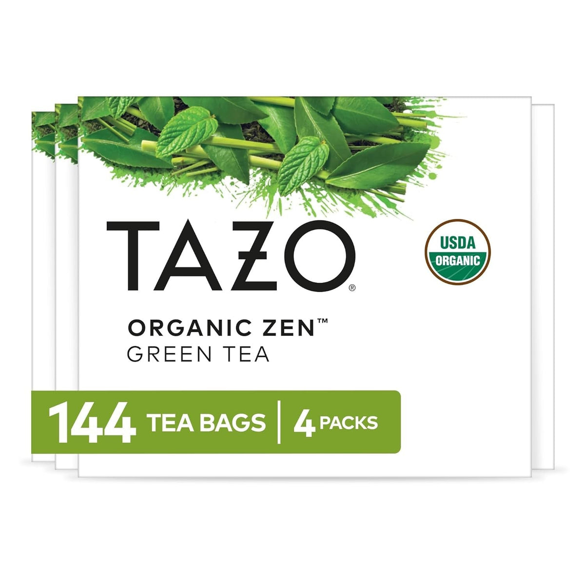 TAZO Organic Zen Green Tea — Spa-Inspired Lemongrass Spearmint Tea for Bath Time and Journaling Breaks