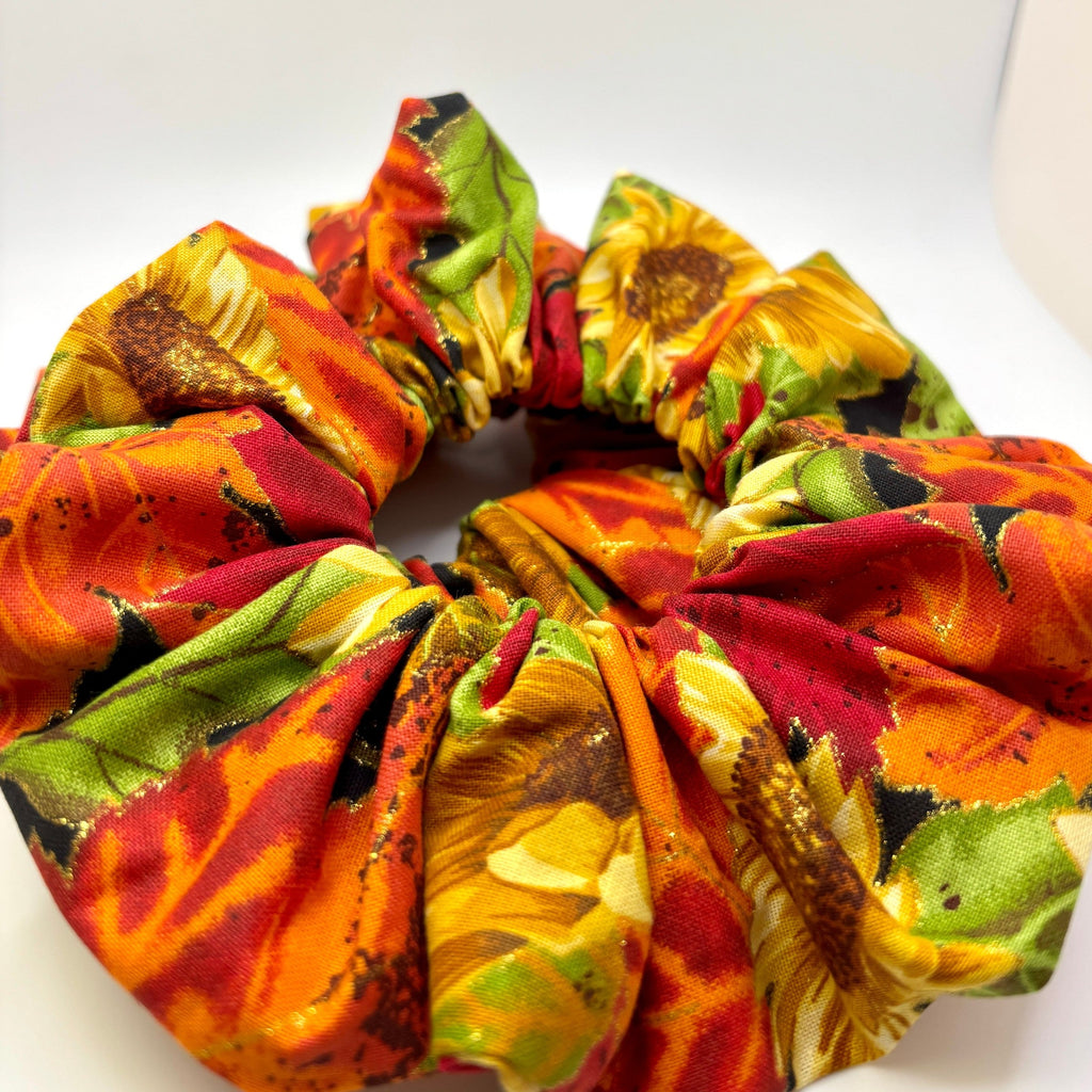 Sparkle Leaf Sunflower Scrunchie