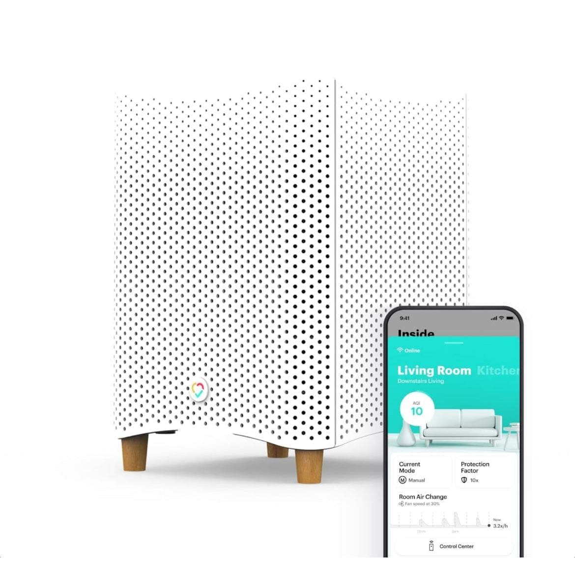 Mila Air Purifier for Large Room 1,000 sqft Coverage | Basic Breather | Air Purifier for Allergies | H12 HEPA Filter | Smoke Allergens Dust Pollution | Home Office Air Cleaner | Smart Wi-Fi Auto Mode