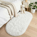 Ivory Fluffy Oval Rug 2.6x5.3 Ft — Soft Washable Shag Rug